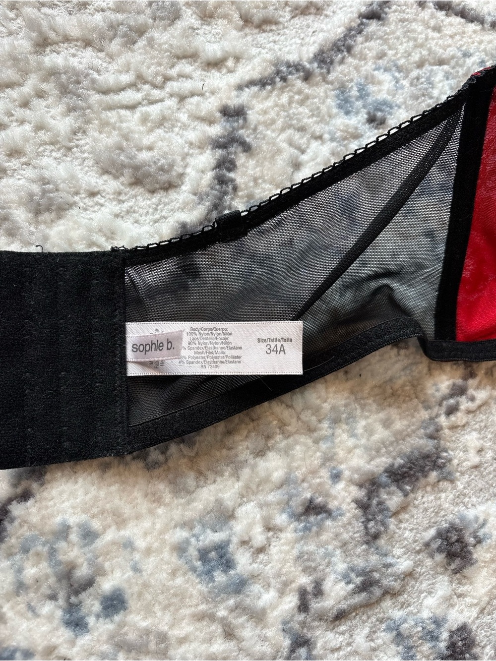 sophie b. Red Lace Strapless Bra with Black Lace Overlay - Picture 3 of 3